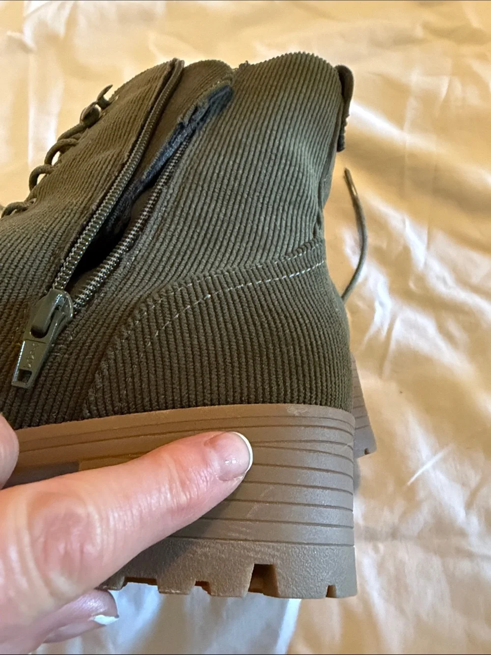 Sonoma Olive Lace-Up Combat Boots with Tan Lug Sole - Picture 9 of 9